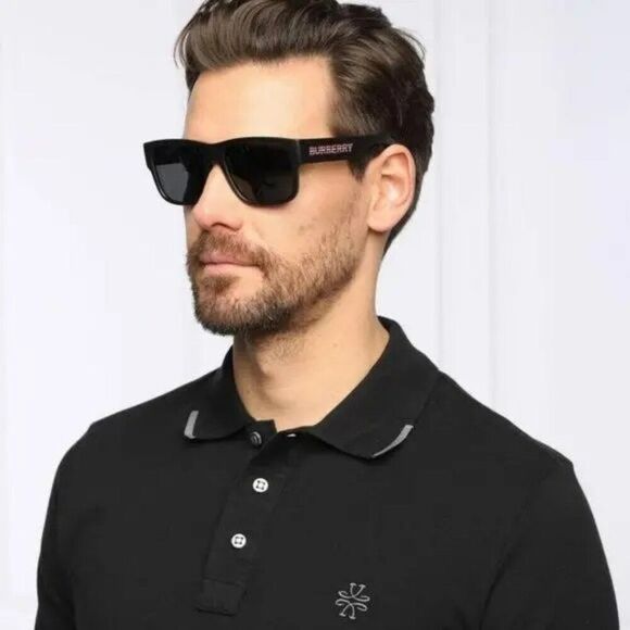 NEW Burberry BE4358 KNIGHT 346481 Matte Black Dark Grey Polarized Men Sunglasses - Picture 4 of 10